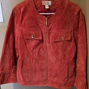 Women's Artesanal Leather Red Jacket